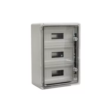 ELMARK falon kívüli maszkolt manyag elosztószekrény átlátszó ajtóval, 45 modul, 500x350x190mm, IP65, szürke