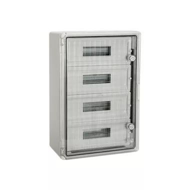 ELMARK falon kívüli maszkolt manyag elosztószekrény átlátszó ajtóval, 45 modul, 600x400x200mm, IP65, szürke