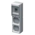 ELMARK ipari csatlakozódoboz, üres, 2 aljzat, 4 modul, IP65, 105x337x95mm, szürke