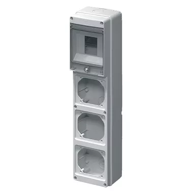 Cutie de joncțiune ELMARK industrială, goală, 3 prize, 4 module, IP65, 105x430x95mm, gri