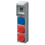   Cutie de joncțiune ELMARK industrială, 4 module, 1P + N + E: 1x32A, 3P + N + E: 1x16A + 1x32A, IP67, 105x430x95mm