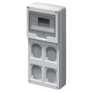 Cutie de joncțiune ELMARK industrială, goală, 4 prize, 8 module, IP65, 200x430x95mm, gri