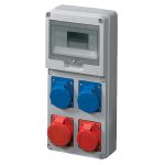   Cutie de joncțiune ELMARK industrială, 8 module, soclu de tip german: 2x16A, 3P + N: 1x16A + 1x32A, IP44, 200x430x95mm