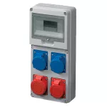   Cutie de joncțiune ELMARK industrială, 8 module, 1P + N + E: 1x16A + 1x32A, 3P + N + E: 1x16A + 1x32A, IP67, 200x430x95mm