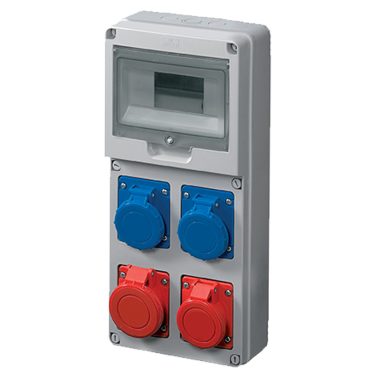 ELMARK ipari csatlakozódoboz, 8 modul, 1P+N+E: 2x32A, 3P+N+E: 2x16A, IP67, 200x430x95mm