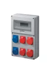 Cutie de joncțiune ELMARK industrială, 12 module, priză de tip german: 3x16A, 1P + N + E: 2x16A + 1x32A, IP44, 320x510x135mm