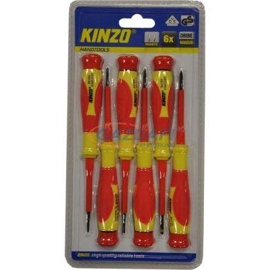 KINZO csavarhúzó készlet, 1000V-ig szigetelt, 6 részes