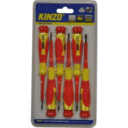 KINZO csavarhúzó készlet, 1000V-ig szigetelt, 6 részes