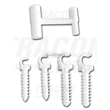 TRACON 5458-K1N Kampós beüthető kábelrögzítő tipli, fehér d=6mm, D=6,4mm, PE