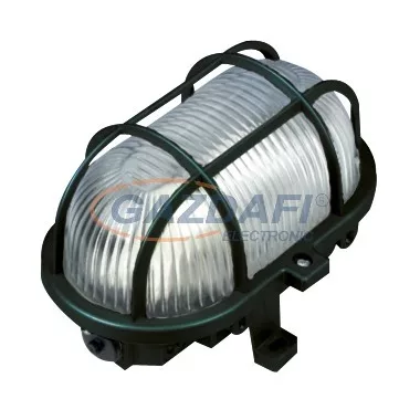 COMMEL 56111 Műanyag rácsos ovál hajólámpa, fekete, E27, 60W, IP44 COMMEL 56111 Műanyag rácsos ovál hajólámpa, fekete, E27, 60W, IP44