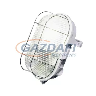 COMMEL 56200 műanyag, fémrácsos ovál hajólámpa, szürke, E27, 60W, IP44