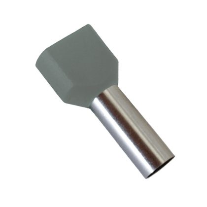   ELMARK szigetelt dupla érvéghüvely, szürke, 2x2.5mm2, 10mm, TE2510, 100db/csomag