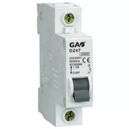 GAO 5902H Kismegszakító 1P 10A B, 4,5kA, fehér