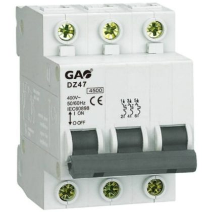 GAO 5917H Circuit Breaker 3P 6A C, 4.5kA, white