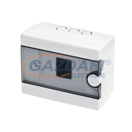   ELMARK falon kívüli manyag elosztódoboz átlátszó ajtóval, 6 modul, 1 sor, 185x140x90mm, IP40, fehér