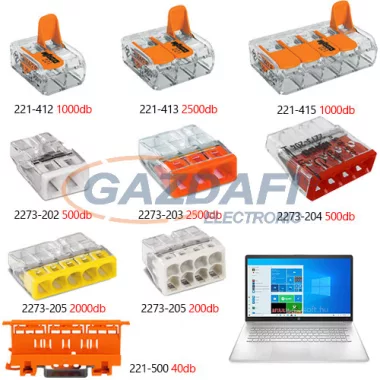 WAGO SET-5 2023r11 Compact és univerzális vezeték összekötők + HP laptop 17"-os kijelzővel