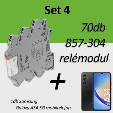 WAGO 60530559 Set4: 70db 857-304 relémodul + Samsung Galaxy A43 5G mobiltelefon
