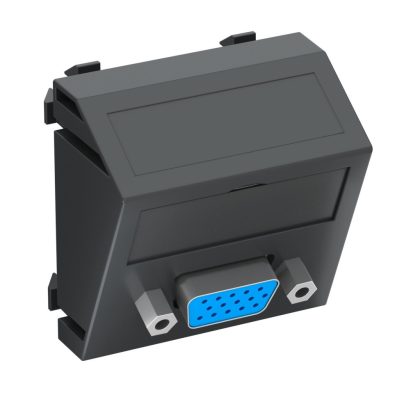   OBO 6104625 MTS-VGA S SWGR1 Modul 45 Vga Csatlakozó Aljzat Hüvely csavaros rögzítéssel 45x45mm szürkésfekete polikarbonát