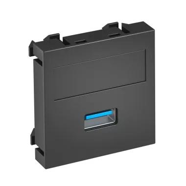 OBO 6104877 MTG-U3A S SWGR1 Modul 45 Usb 3.0 A Csatlakozó Aljzat Hüvely csavaros rögzítéssel 45x45mm szürkésfekete polikarbonát