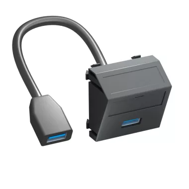 OBO 6104937 MTS-U3A F SWGR1 Modul 45 Usb 3.0 A-A Csatlakozó Aljzat kábellel hüvely-hüvely 45x45mm szürkésfekete polikarbonát