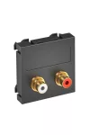 OBO 6105045 MTG-2R L SWGR1 Modul 45 Rca Csatlakozóaljzat kettes hüvely egyenes csatlakozás 45x45mm szürkésfekete polikarbonát