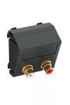 OBO 6105057 MTS-2R L SWGR1 Modul 45 Rca Csatlakozóaljzat kettes hüvely egyenes csatlakozás 45x45mm szürkésfekete polikarbonát