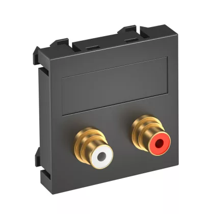   OBO 6105069 MTG-2R F SWGR1 Modul 45 Rca Csatlakozóaljzat kettes hüvely-hüvely 45x45mm szürkésfekete polikarbonát