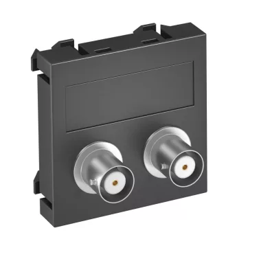 OBO 6105093 MTG-2BC F SWGR1 Modul 45 Bnc Csatlakozóaljzat kettes hüvely-hüvely 45x45mm szürkésfekete polikarbonát
