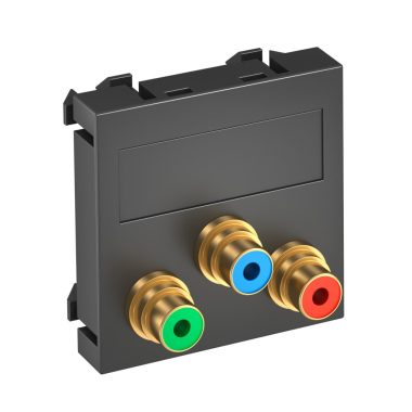 OBO 6105141 MTG-3R F SWGR1 Modul 45 Rca Csatlakozóaljzat hármas hüvely-hüvely 45x45mm szürkésfekete polikarbonát