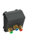 OBO 6105153 MTS-3R F SWGR1 Modul 45 Rca Csatlakozóaljzat hármas hüvely-hüvely 45x45mm szürkésfekete polikarbonát
