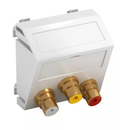   OBO 6105174 MTS-12R L RW1 Modul 45 Rca Csatlakozóaljzat hármas hüvely egyenes csatlakozás 45x45mm hófehér polikarbonát