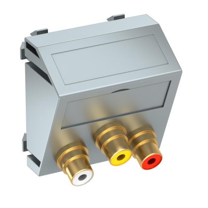   OBO 6105180 MTS-12R L AL1 Modul 45 Rca Csatlakozóaljzat hármas hüvely egyenes csatlakozás 45x45mm festett alumínium polikarbonát