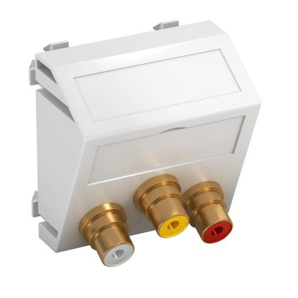   OBO 6105198 MTS-12R F RW1 Modul 45 Rca Csatlakozóaljzat hármas hüvely-hüvely 45x45mm hófehér polikarbonát