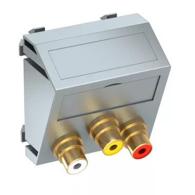 OBO 6105204 MTS-12R F AL1 Modul 45 Rca Csatlakozóaljzat hármas hüvely-hüvely 45x45mm festett alumínium polikarbonát