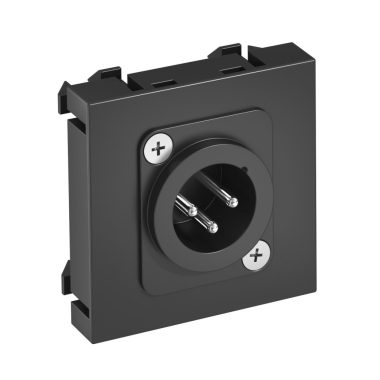 OBO 6105225 MTG-X3M L SWGR1 Modul 45 3 Pólusú Xlr Csatlakozó Aljzat dugó egyenes csatlakozás 45x45mm szürkésfekete polikarbonát