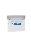 ELMARK fém elosztószekrény 6db kismegszakítóval, 1db Fi-relével, 8 modul, 303x257x110mm