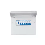   ELMARK fém elosztószekrény 6db kismegszakítóval, 1db Fi-relével, 8 modul, 303x257x110mm