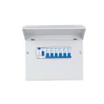 ELMARK fém elosztószekrény 6db kismegszakítóval, 1db Fi-relével, 8 modul, 303x257x110mm