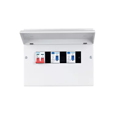 ELMARK fém elosztószekrény 100A-s fkapcsolóval, Fi relékkel (2x63A/30mA), 12 modul, 375x257x110mm