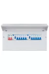 ELMARK fém elosztószekrény 10db kismegszakítóval, 2db Fi-relével, 1db 100A-s fkapcsolóval, 16 modul, 447x257x110mm