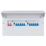   ELMARK fém elosztószekrény 10db kismegszakítóval, 2db Fi-relével, 1db 100A-s fkapcsolóval, 16 modul, 447x257x110mm