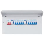 ELMARK fém elosztószekrény 10db kismegszakítóval, 2db Fi-relével, 1db 100A-s fkapcsolóval,