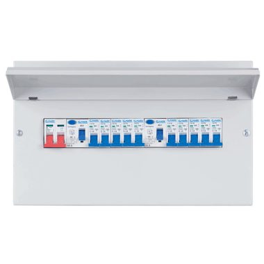 ELMARK fém elosztószekrény 10db kismegszakítóval, 2db Fi-relével, 1db 100A-s fkapcsolóval,