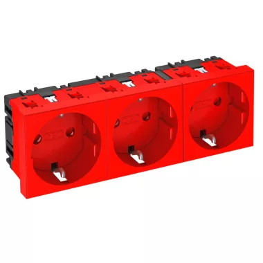 OBO 6120048 STD-D0 SRO3 Csatlakozóaljzat 0°, Hármas védőérintkezős 250V, 10/16A piros polikarbonát
