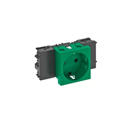   OBO 6120346 STD-D0C MZGN1 Csatlakozóaljzat 0°, 1-Es védőérintkezős, Rapid 45-höz 250V, 10/16A zöld polikarbonát