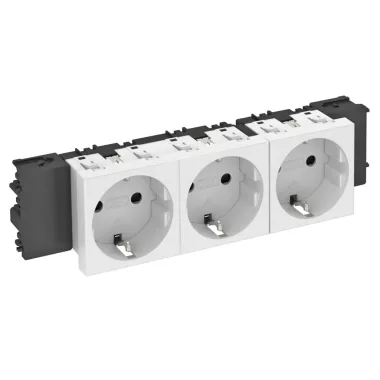 OBO 6120382 STD-D0C RW3 Csatlakozóaljzat 0°, 3-As védőérintkezős, Rapid 45-höz 250V, 10/16A hófehér polikarbonát