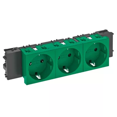 OBO 6120386 STD-D0C MZGN3 Csatlakozóaljzat 0°, 3-As védőérintkezős, Rapid 45-höz 250V, 10/16A zöld polikarbonát