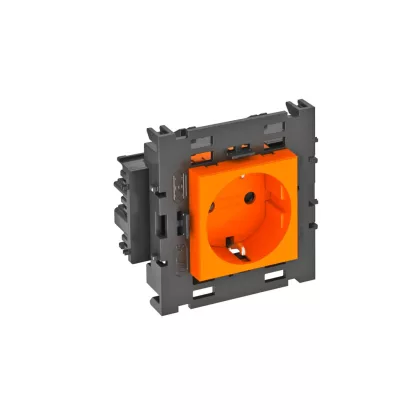   OBO 6120414 STD-D0C8 ROR1 Csatlakozóaljzat 0°, Egyes védőérintkezős, Rapid 80-hoz 250V, 10/16A narancssárga polikarbonát