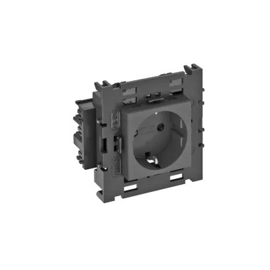 OBO 6120420 STD-D0C8 SWGR1 Csatlakozóaljzat 0°, Egyes védőérintkezős, Rapid 80-hoz 250V, 10/16A szürkésfekete polikarbonát