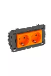 OBO 6120434 STD-D0C8 ROR2 Csatlakozóaljzat 0°, Kettes védőérintkezős, Rapid 80-hoz 250V, 10/16A narancssárga polikarbonát